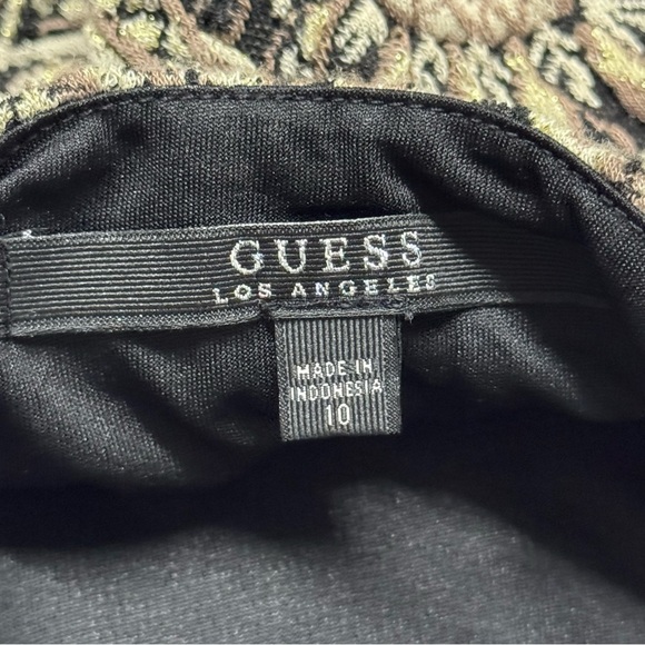 Guess Beaded Jacquard Mini Skirt Paisley Gold Black 10 - Picture 3 of 4